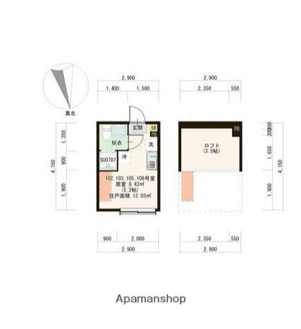 ハーモニーテラス徳丸Ⅰ(ワンルーム/1階)の間取り写真