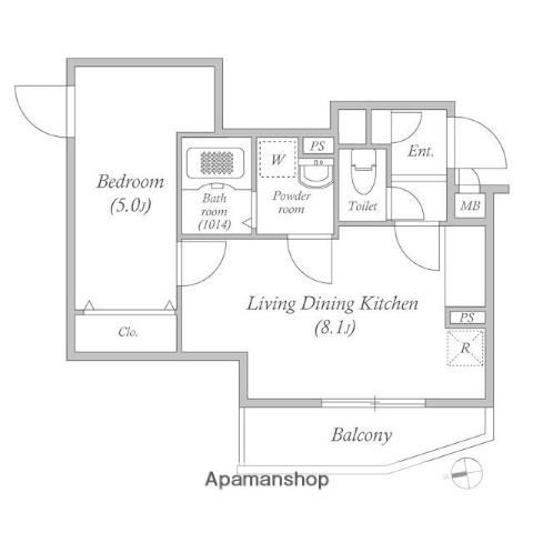 SOLASIA RESIDENCE荻窪Ⅱ(1LDK/5階)の間取り写真