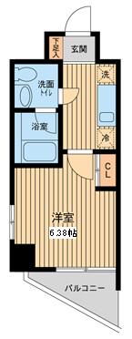プロスペクト門前仲町(1K/3階)の間取り写真