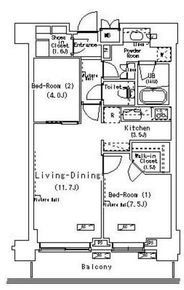 パークアクシス辰巳ステージ(2LDK/10階)の間取り写真