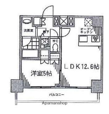 カスタリア門前仲町Ⅱ(1LDK/5階)の間取り写真