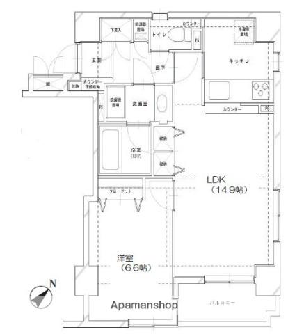 ベルメゾン築地リバーサイド(1LDK/6階)の間取り写真