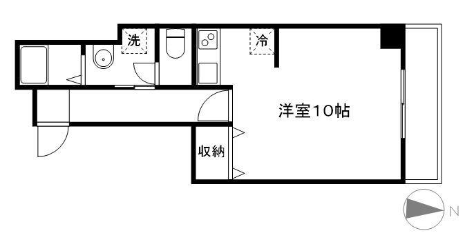 グラツィーオ(1K/4階)の間取り写真