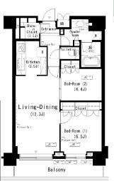 パークアクシス辰巳ステージ(2LDK/5階)の間取り写真