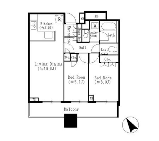 グランドターミナルタワー本八幡(2LDK/25階)の間取り写真