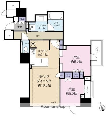 ダイレクトタワー池袋要町(2LDK/19階)の間取り写真