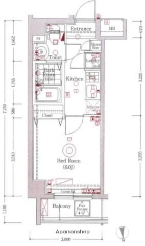 AXAS門前仲町(1K/7階)の間取り写真