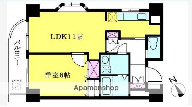 大須賀第二レジデンス(1LDK/3階)の間取り写真