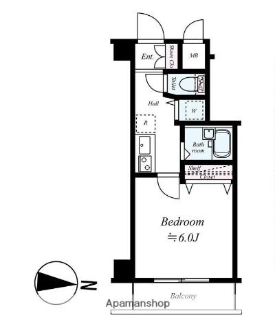 プレール・ドゥーク亀戸Ⅲ(1K/4階)の間取り写真