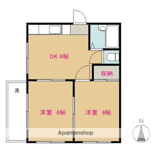 ツインタワーズイン西館(2DK/2階)の間取り写真