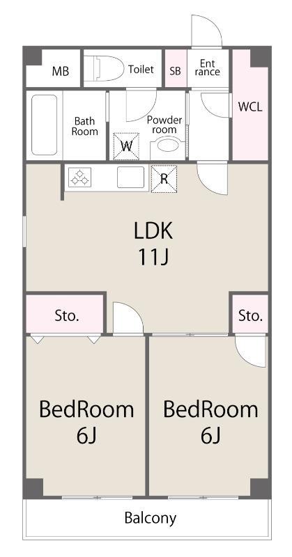 フロレセール(2LDK/6階)の間取り写真