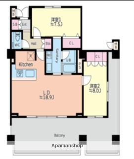 サンナッププラザ(2LDK/5階)の間取り写真