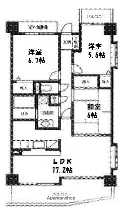 エスティ木場(3LDK/9階)の間取り写真