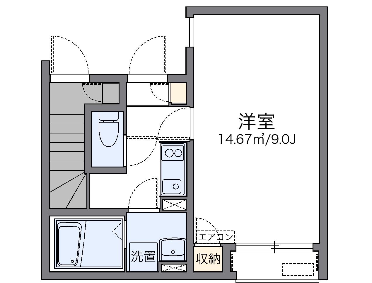 レオネクストボヌールY(1K/1階)の間取り写真