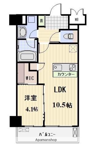 プロスペクト恩賜公園(1LDK/4階)の間取り写真