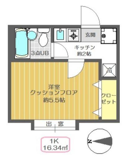エスペランサ瑞江B(1K/1階)の間取り写真