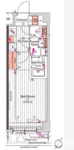 アルテシモレーヴ(1K/7階)の間取り写真