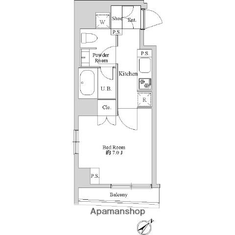 エルスタンザ日本橋久松町(1K/2階)の間取り写真