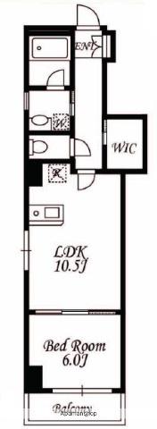 れんげハウス(1LDK/6階)の間取り写真