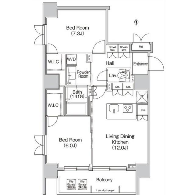 コンフォリア麻布イースト(2LDK/4階)の間取り写真