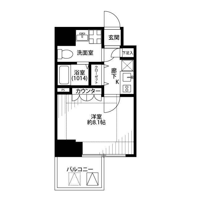 プレール・ドゥーク東京イーストⅤ(1K/2階)の間取り写真