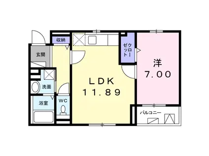 セレノ三田(1LDK/4階)の間取り写真