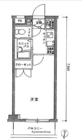 スカイコート東京ベイ 東雲(1K/2階)の間取り写真