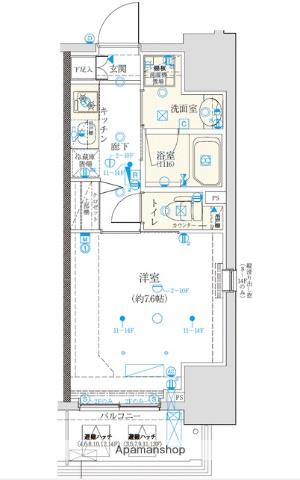 クレイシア門前仲町(1K/14階)の間取り写真
