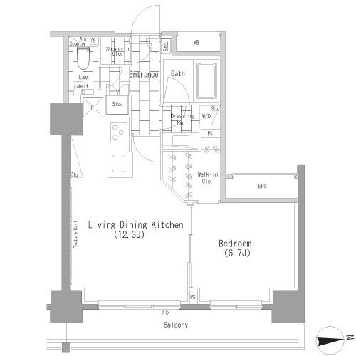 ザパークハビオ上野レジデンス(1LDK/3階)の間取り写真