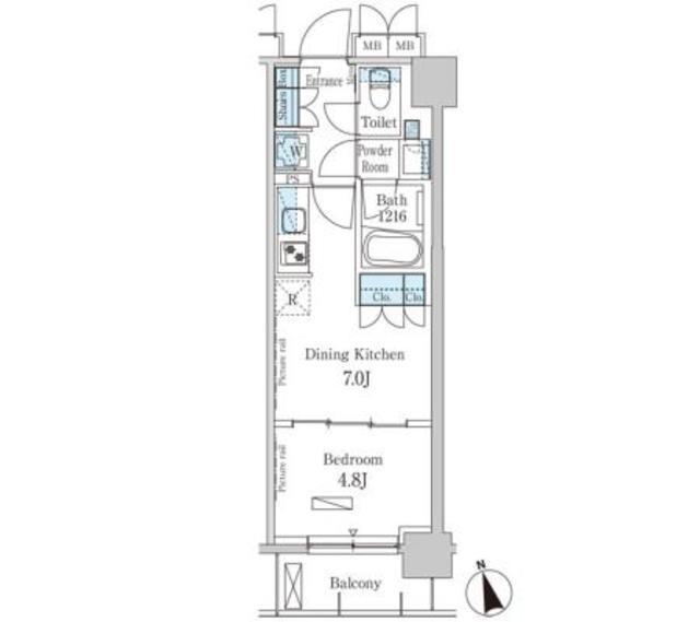 パークアクシス日本橋兜町(1DK/8階)の間取り写真
