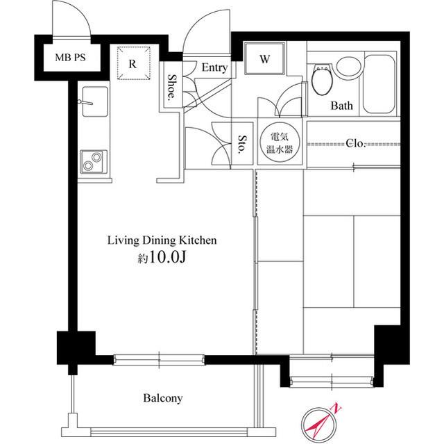 つくば5号館(1LDK/4階)の間取り写真
