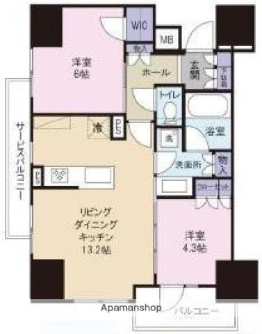 サンウッド東中野(2LDK/7階)の間取り写真