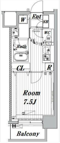 メイクスデザイン両国サウス(1K/5階)の間取り写真