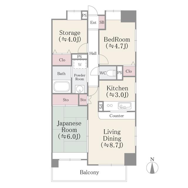 グリーンコート(2SLDK/6階)の間取り写真