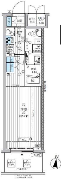 ランドステージ両国(1K/5階)の間取り写真