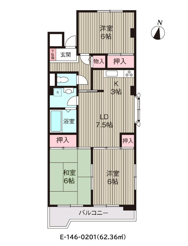 タウンコート丸義(3DK/2階)の間取り写真