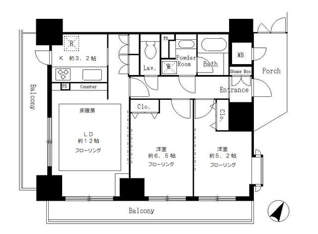 サンクレール荒川ブランガーデン(2LDK/7階)の間取り写真