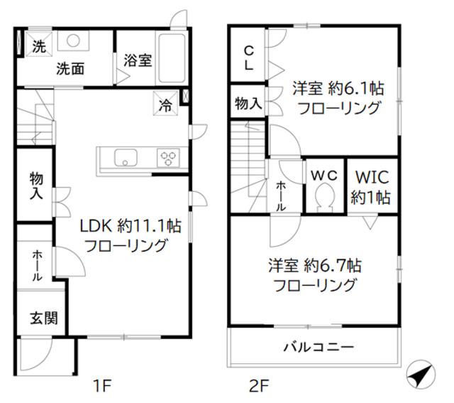 東京都新宿線 瑞江駅 徒歩14分 2階建 築9年(2LDK)の間取り写真
