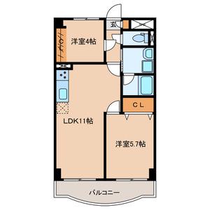 サンモール四季2(2LDK/3階)の間取り写真