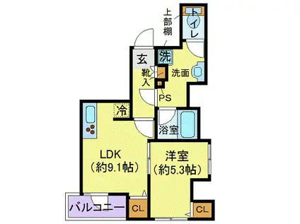 エストゥルース入谷(1LDK/6階)の間取り写真