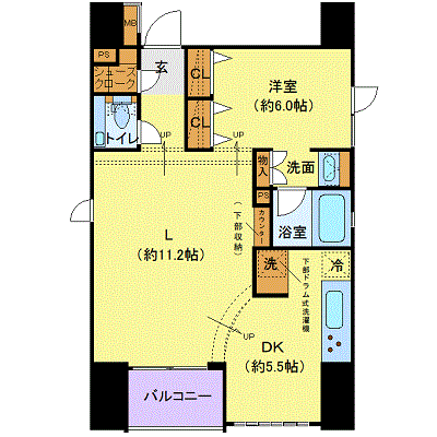 プレール・ドゥーク銀座東(1LDK/5階)の間取り写真