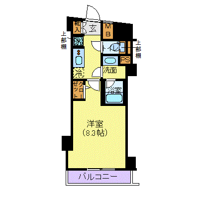 メイクスデザイン門前仲町2(1K/4階)の間取り写真