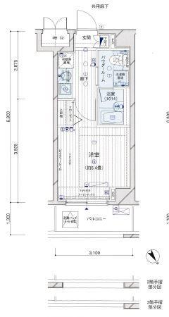 メインステージ押上Ⅲ(1K/5階)の間取り写真