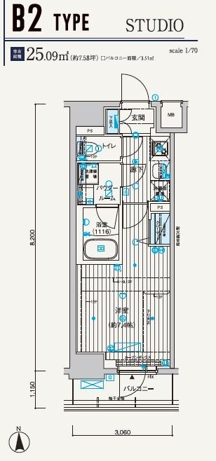 メインステージ元浅草Ⅲ(1K/3階)の間取り写真