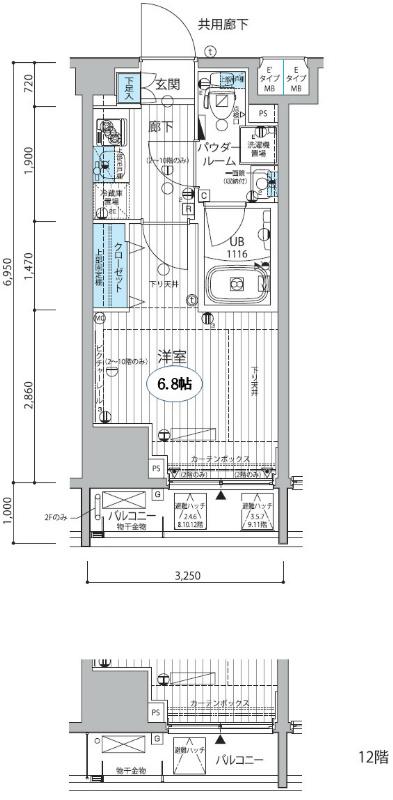 メインステージ三田アーバンスクエア(1K/10階)の間取り写真