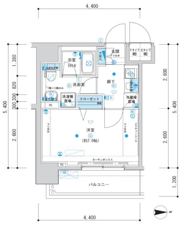 メインステージ森下(1K/7階)の間取り写真