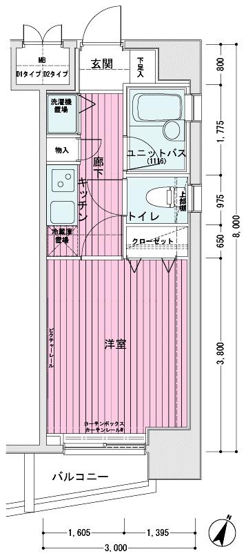 メインステージ東日本橋Ⅱ(1K/4階)の間取り写真