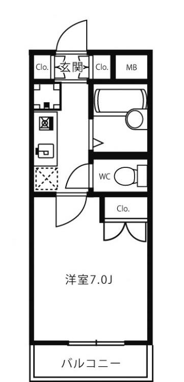 レジディア浦安(1K/6階)の間取り写真