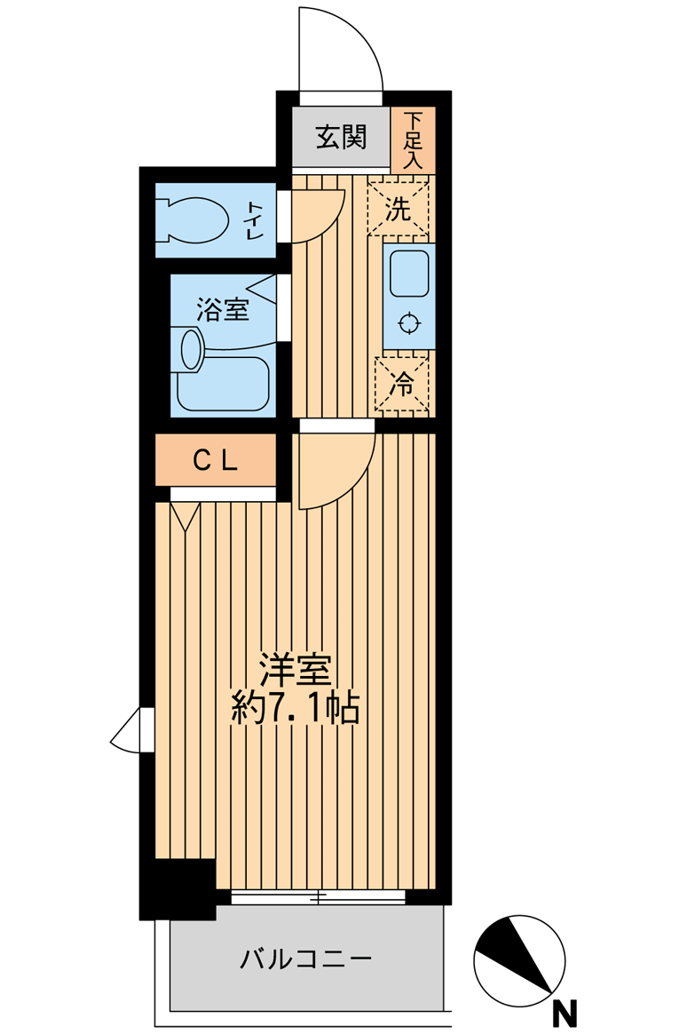 レジディア南行徳(1K/2階)の間取り写真