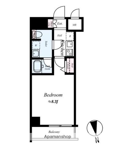 パティーナ住吉TRIA(1K/4階)の間取り写真